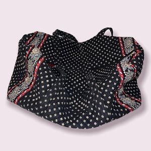 Vera Bradley Vintage RETIRED Classic Black Prairie Duffel Travel Bag LARGE